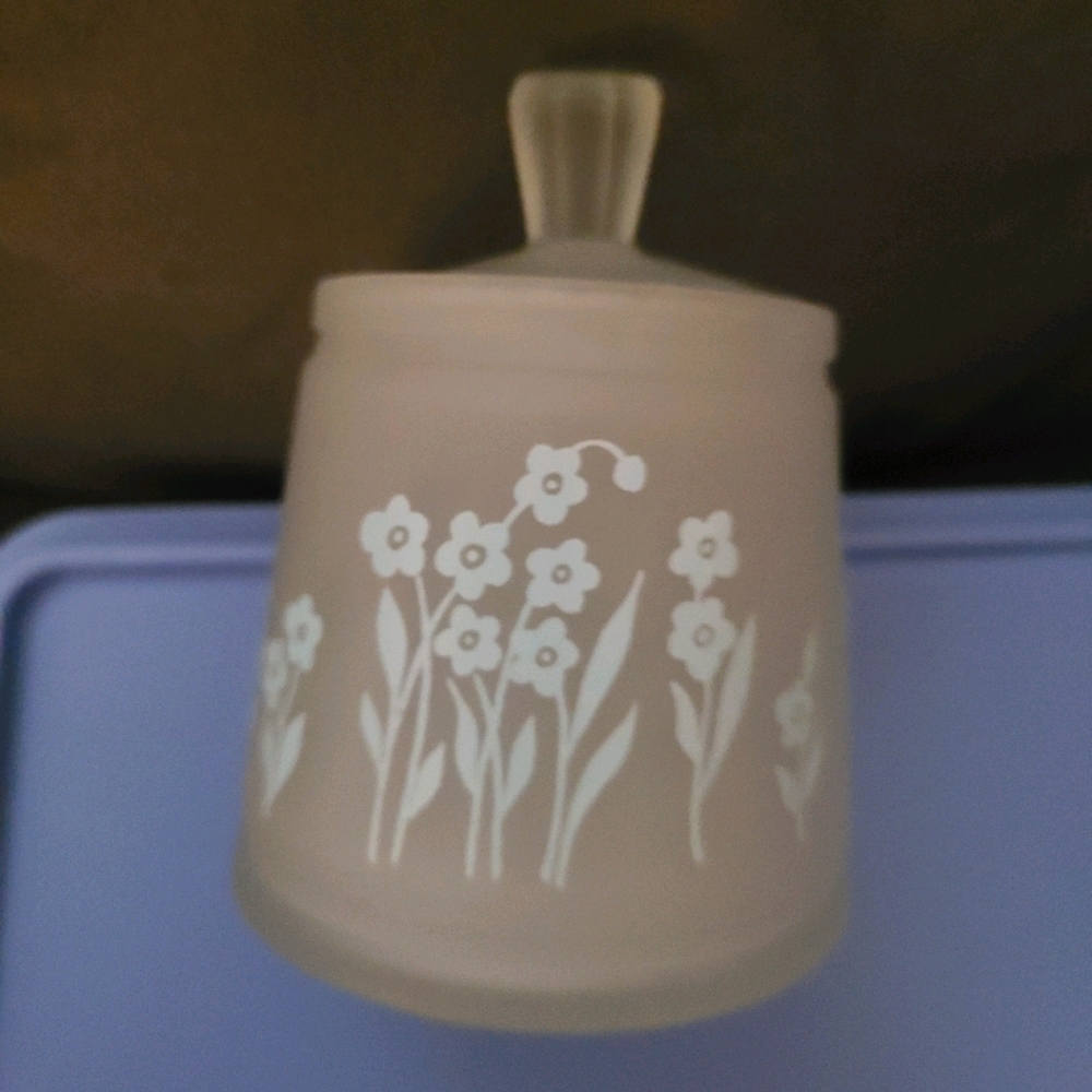 Vintage Frosted Glass Vanity Jar